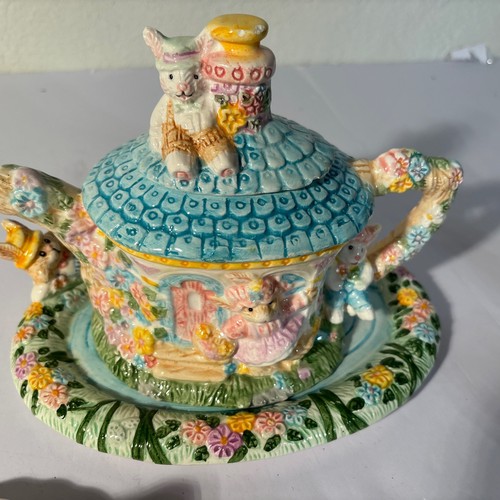 New Mercuries Bunnies In The Garden Children’s Tea Set 1994 Hand Painted. - Picture 13 of 17