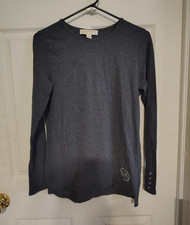 Michael Kors Women's Gray Crew Neck Long Sleeve Knit Pullover Top Size S