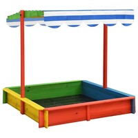 Sandkasten Mit Verstellbarem Dach Aus Tannenholz, Uv-Schutz 50, Mehrfarbig