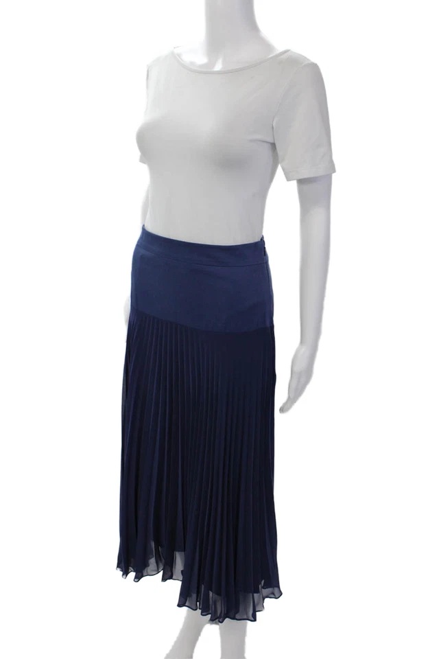 Falda midi forrada con detalle plisado Reiss para mujer azul marino talla 2 Foto 2 de 4