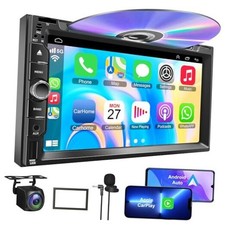 Double Din Car Radio with CD/DVD Player- Support CarPlay  Android Auto, 7