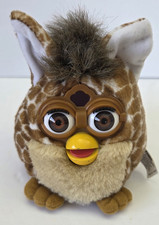 Vintage 1999 Furby Buddies Happy Sleep Giraffe Plush Bean Bag Tiger Brown Eyes