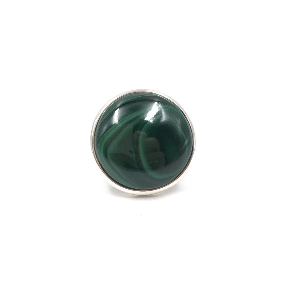 anello malachite verde argento 925 vintage donna gioielli sigillo 17,5 mm / 55 - Immagine 3 di 4