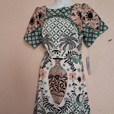 Maggy London Dress Size 6 NWT Bold Floral Print Ruched Waist Party Wedding