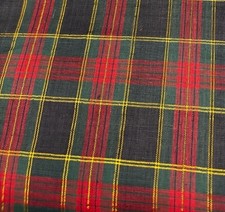 Plaid Tartan 1/2 yard x 45" Cotton Quilting Fabric Metallic Gold Thread