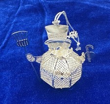 Silver Snowman Christmas Ornament W/ Box