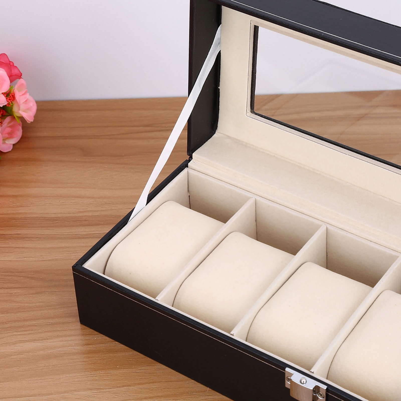 6Grid Watch PU Leather Display Case Storage Jewellery Box Bracelet Tray Ho KRI✈️