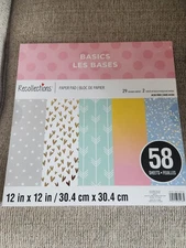Recollections BASICS Scrapbook Paper Pad 12" x 12"- 58 Sheets NEW