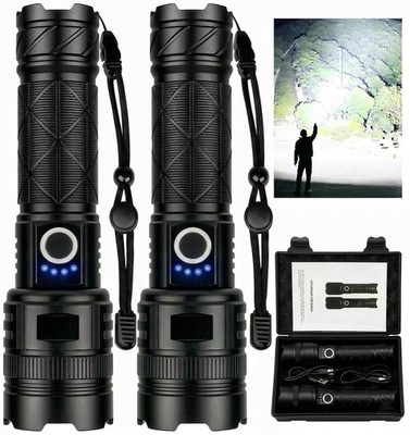 Rechargeable Flashlights 99,000 High Lumens - 2 Pack, Super Bright Flash Ligh...