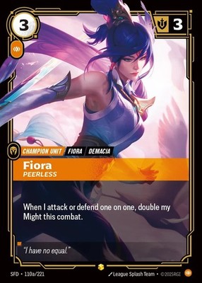 Riftbound Fiora - Peerless (Alternate Art) Showcase SFD 110a/221 Unit NM