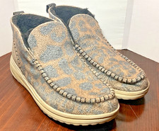 Hey Dude Helis Leopard Nut Faux Fur Lining Women  s Sz 12 Slip On Boots/Shoes