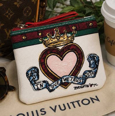 Brighton Love Coin Pouch | Canvas Zip Coin Purse | 2019 Collectible | EUC