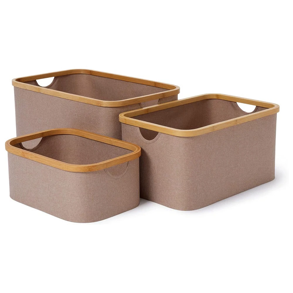MobileVision – Set Di 2 Grandi Cassetti Impilabili In Bambù Per Scrivania, 34x24x7,6 Cm Ciascuno