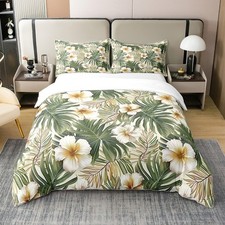 Tropical Leaves Cotton Duvet Cover Set King Size Leaf Pattern Comforter Cover...