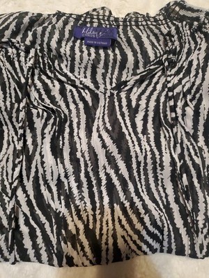 Miley Cyrus Max Azria Women's Size M Zebra Print Elastic Waist Top Shirt