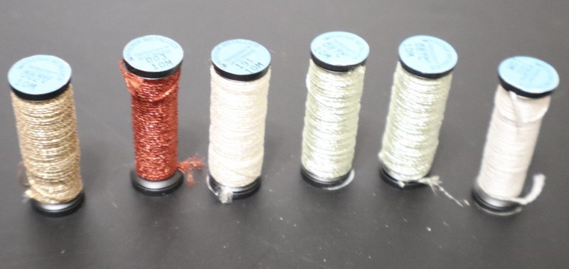 Lot of 6 Partially Used Vintage Kreinik Metallics #12 Braid Spools