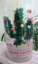 DCI Merry Christmas Cactus w Pom Poms & LED Lights -USB Powered -Deck Your  Desk