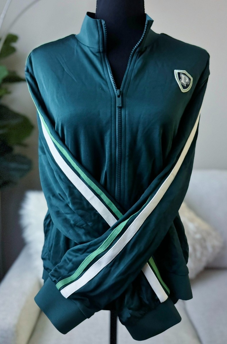 New Victoria's Secret Pink Patch Hunter Green Silky Track Suit