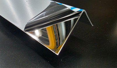 Stainless Steel 304 #8 Mirror Finish Angle 20 Gauge Edge Trim 2'' x 2'' x 12''