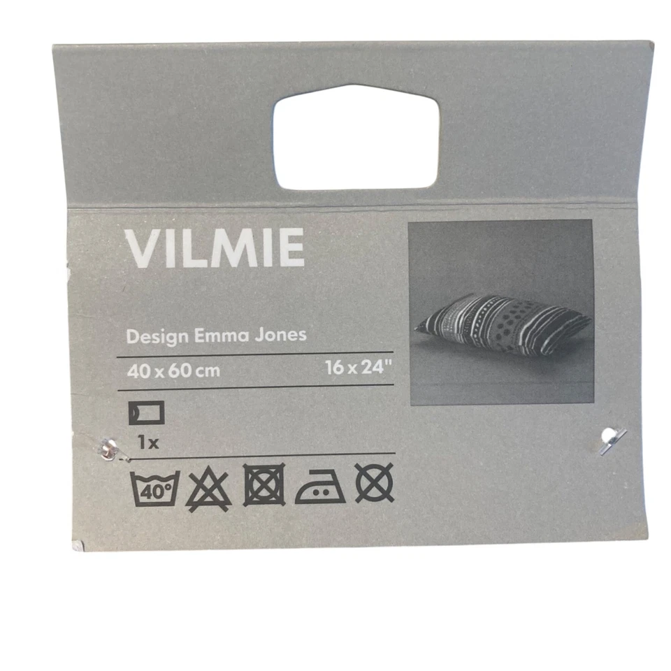 Par de fundas de almohada Ikea Vilmie WILJ naranja negro a rayas lunares algodón 16"x24" Foto 2 de 4