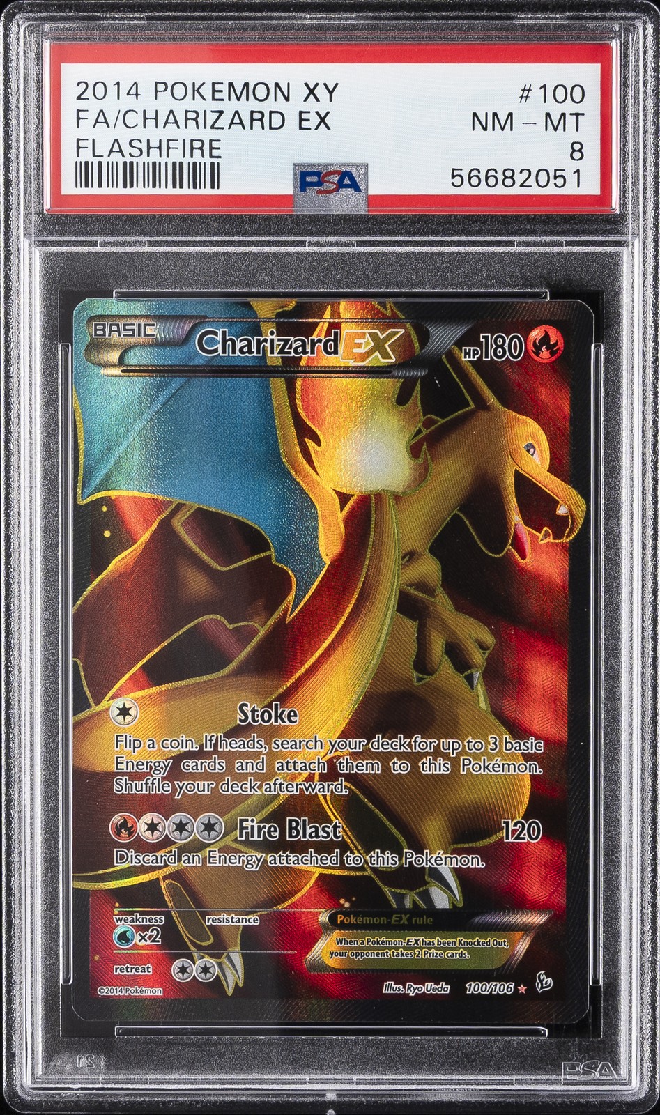 2014 POKEMON XY FLASHFIRE #100 FULL ART/CHARIZARD EX PSA 8