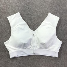 Tommie Copper Sports Bra Womens 2XL White Front Zip Up Copper Znergy Support