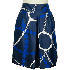 Vtg Y2K Talbots Silk Linen A Line Skirt Sz 2P Navy Old Money Preppy Equestrian
