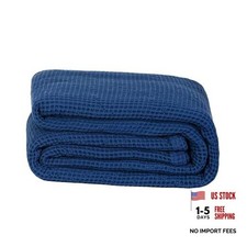Organic Cotton Throw Blanket for Couch - 100 Organic Cotton, Decorative, Blue