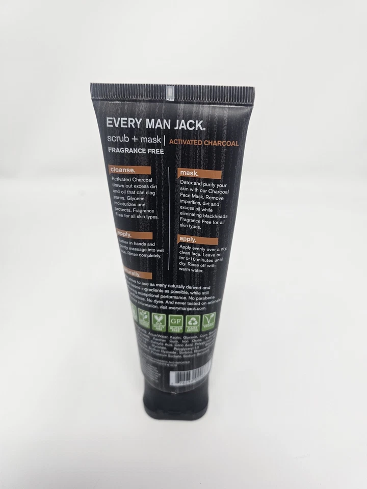 Exfoliante de carbón Every Man Jack 2 en 1 + máscara con carbón activado 4,2 oz Foto 2 de 2