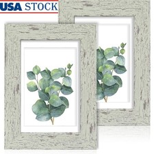 Multi-Size Photo Frame Set Wall Tabletop Display Real Glass Rustic Design New