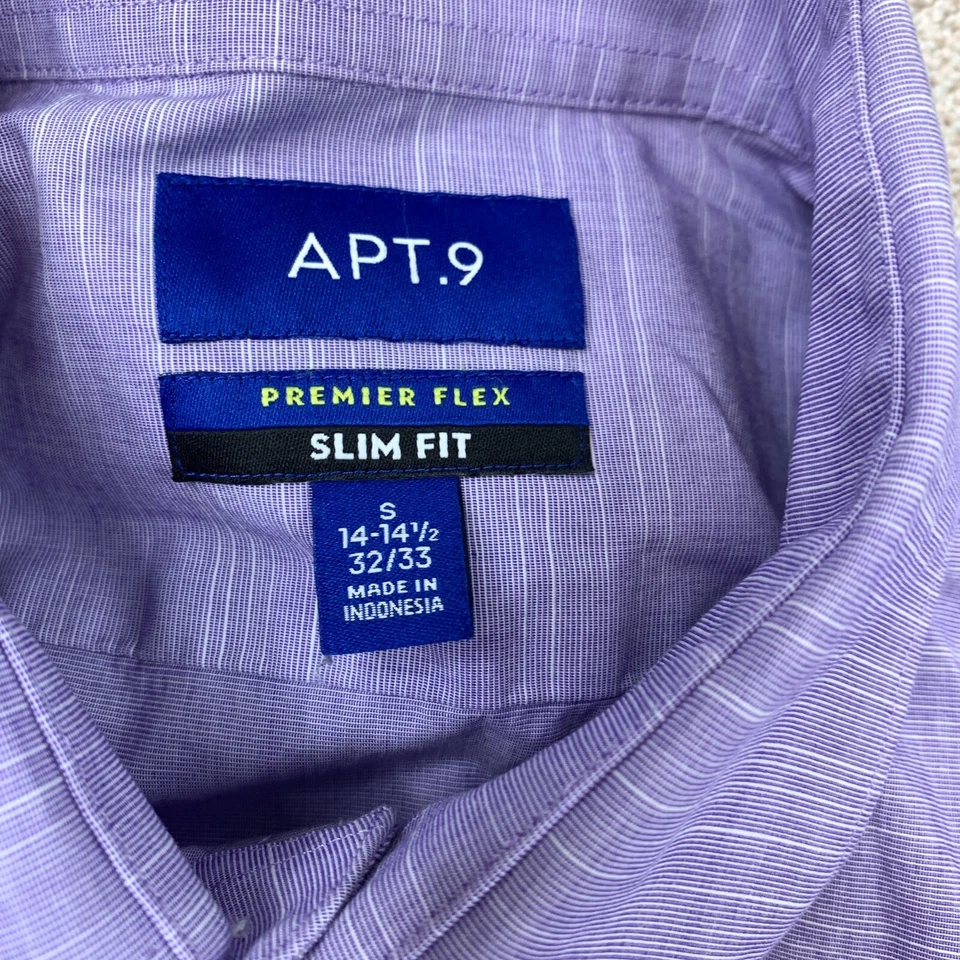 Apt. 9 Premier Flex Slim Fit Dress Shirt 14-14.5 Long Sleeve Heather Purple - Image 3 of 4