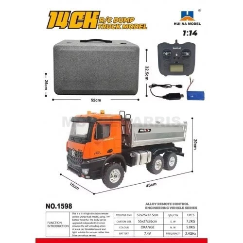 HUINA CH1598 CAMION DA CAVA CON CASSONE IN METALLO RC 14CH 2,4GHZ 1/14 - Immagine 2 di 2