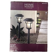 Home Decorators Palmdale Solar Gray LED Path Light Seeded Glass Lens (4-Pack)
