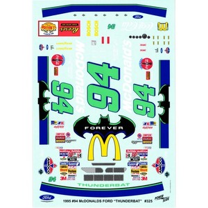 PowerSlide Bill Elliott #94 1995 McDonalds Thunderbat 1:25 Decals