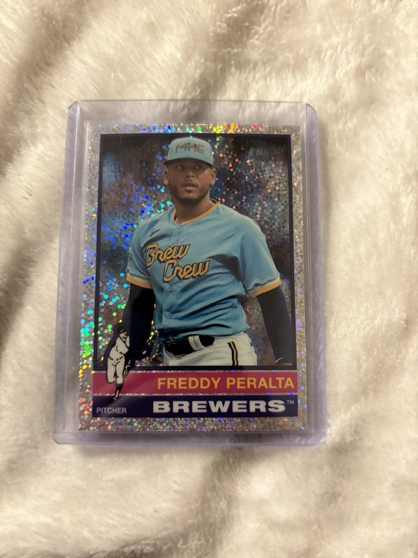 2025 Topps Heritage - Freddy Peralta #76 Chrome Silver Sparkle Refractor