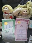 vintage Cabbage Patch Kids 2 soft dolls 1985 with birth certificate