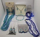 Fashion Blue Lot 9 Pierced Earrings Mixed Necklaces & Bracelets  #GM