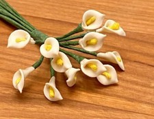 Miniature Artificial Calla Lily Stems. 12 Single Stem White Flowers, 4" Flowers