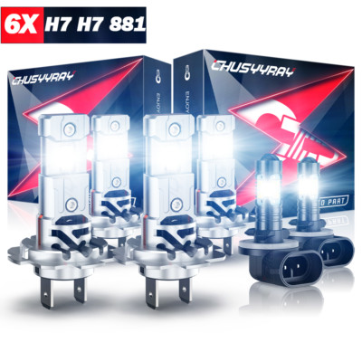 H7+H7+881 LED Headlight + Fog Light 6 Bulbs Kit For 07 - 2009 Hyundai Santa Fe