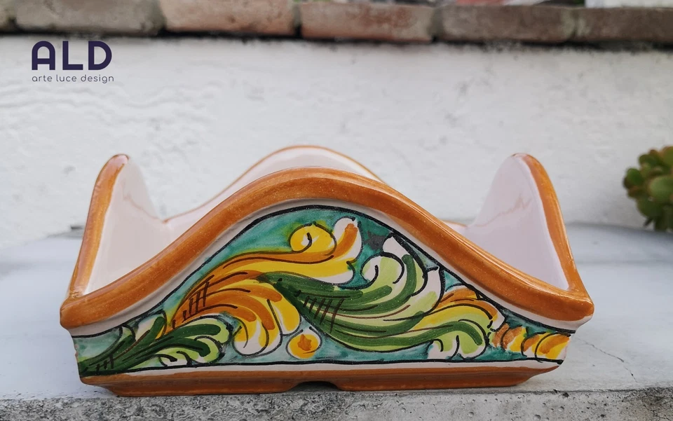 Porta Tovaglioli in Ceramica di Caltagirone Portatovaglioli per cucina da tavola - Immagine 4 di 4