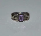 VINTAGE STERLING SILVER MARCASITES AND AMETHYST RING SIZE 8