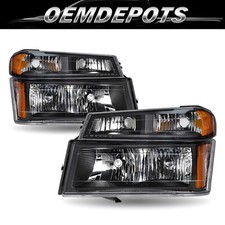 For 04-12 Chevy Colorado/GMC Canyon Bumper Headlights Black Housing Amber Corner