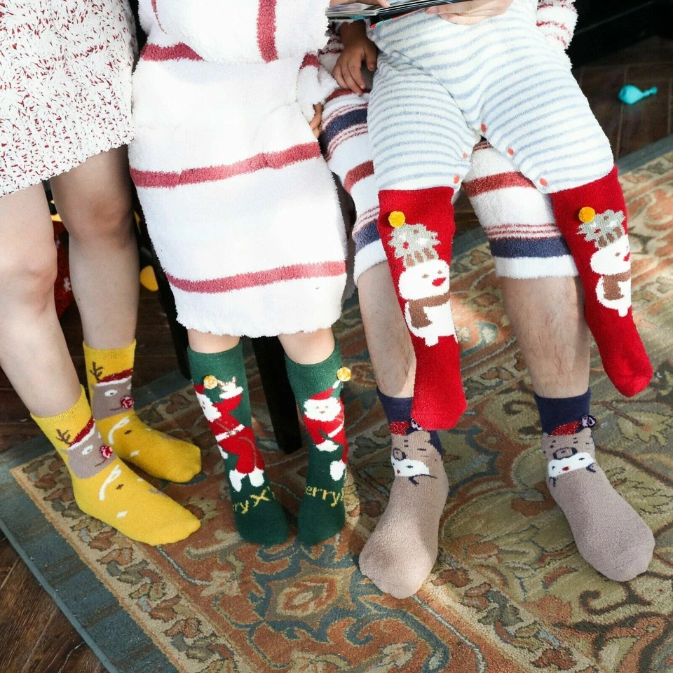 4 pares de calcetines cortos de Navidad de invierno suaves cálidos para zapatillas calcetines regalo de Navidad mujeres EE. UU. Foto 4 de 4