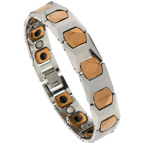 Tungsteno Carburo 2-Tone (Pistola Metallo & Rosa Colori) Braccialetto Magnetico