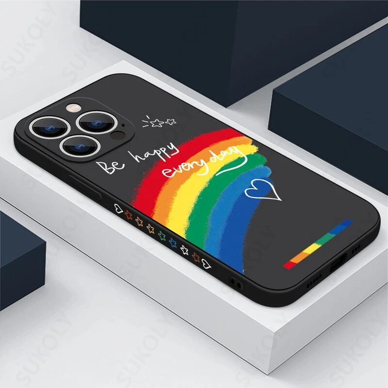 For iPhone 17 16 15 14 13 12 11 Pro Max XS XR 8 Rainbow Silicone Soft Case Cover - Image 2 of 4