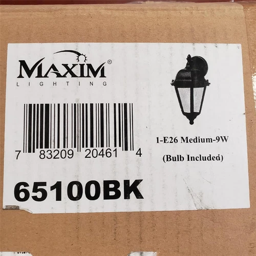 = Maxim Lighting Black Outdoor Wall Light 65100BK E26 Medium 9W w/ Bulb NEW - Picture 1 of 4