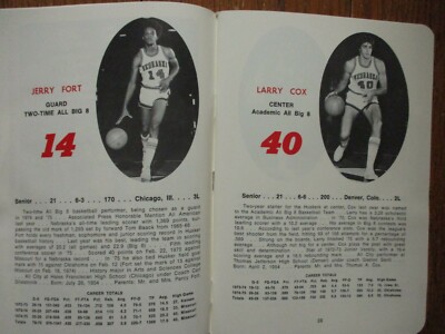 1975-76 Nebraska Mens Basketball Media Guide(w/JOE CIPRIANO/JERRY