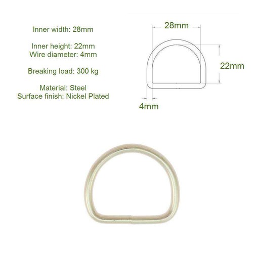 Welded D RINGS 10, 12, 14, 16, 18, 20, 22, 24, 26, 28, 30, 35, 40, 50mm - Silver - Picture 11 of 16
