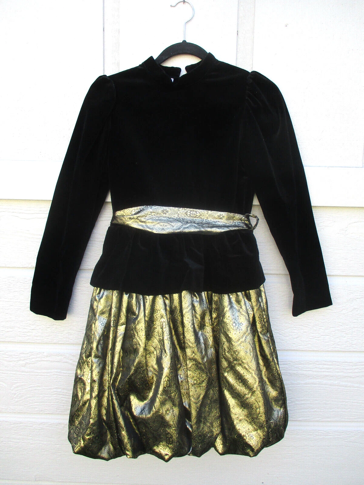 SAINT LAURENT (YSL) Abito bambina vintage Yves Saint Laurent taglia 14 fondo palloncino velluto metallizzato