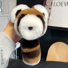Llavero de mapache de piel de conejo real pompón bolsa de bola bolso con encanto bolso colgante para teléfono de coche